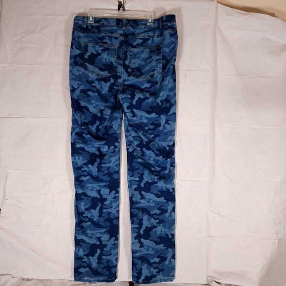 Woman Within Blue Jeans Size 14W Tall Camo Denim Pants Stretch Casual Urban - Picture 2 of 15